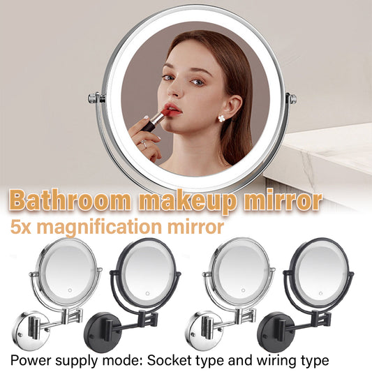 Wall Mounted Makeup Mirror 5x Magnification with LED Light