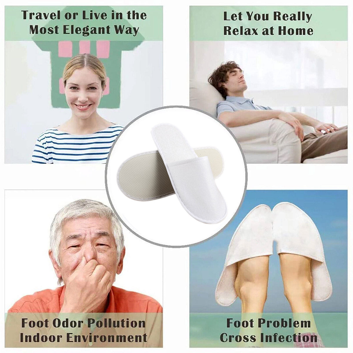 20 Pairs Disposable Hotel Slippers Thickened Non-Slip