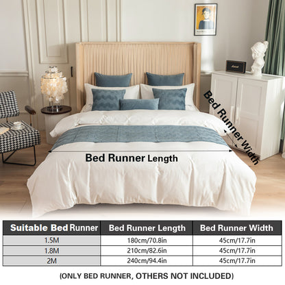Double Sided Bed Runner with Pleated Geometric Texture