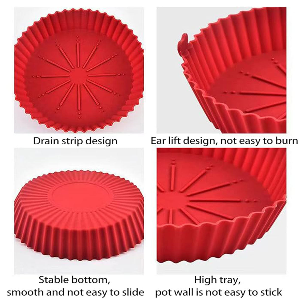 2PCS Silicone Air Fryer Baking Pan Round Household Tray Reusable Non Stick AU