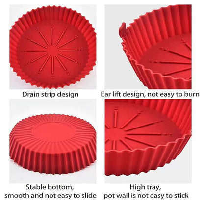 2PCS Silicone Air Fryer Baking Pan Round Household Tray Reusable Non Stick AU