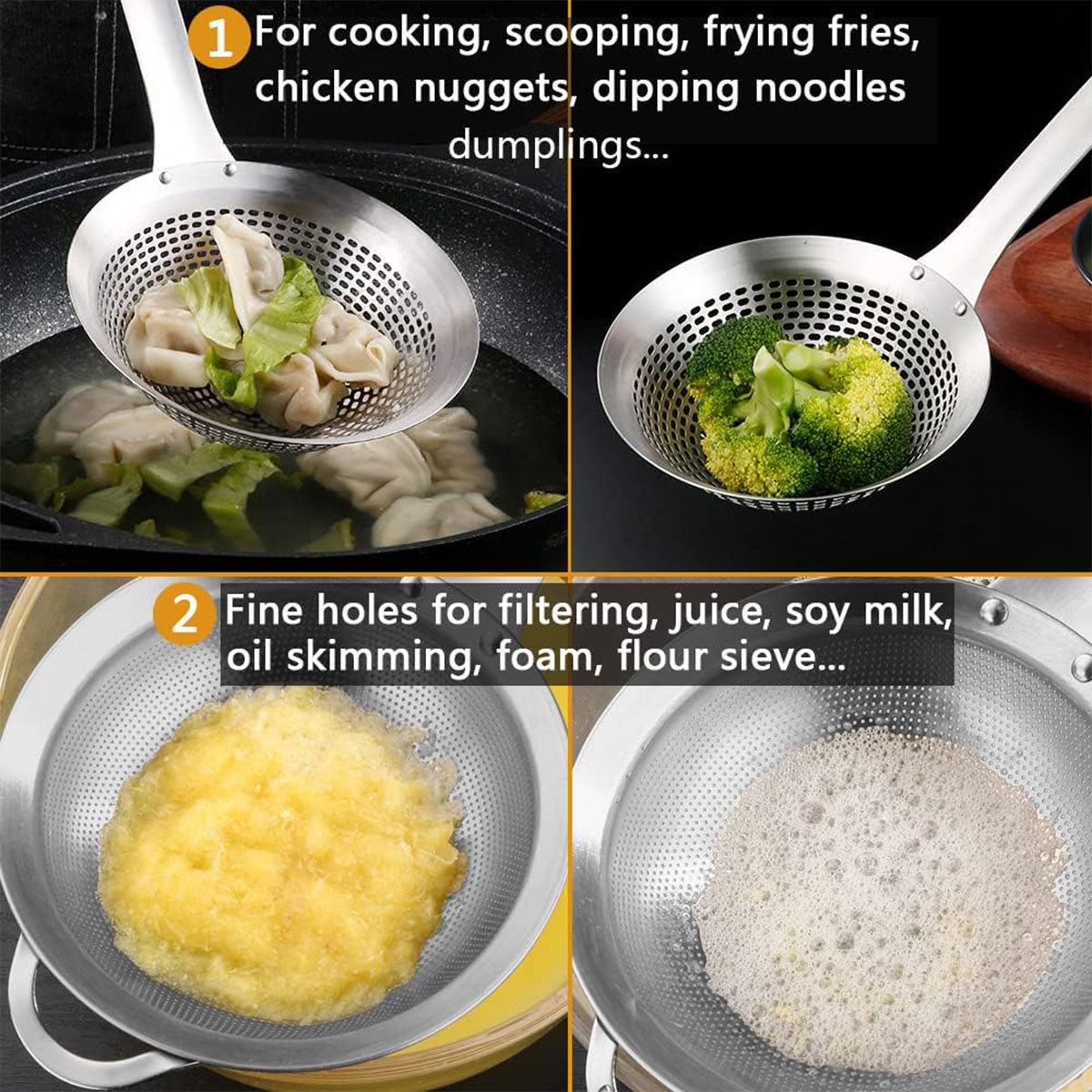 Stainless Steel Colander Spoon Strainer for Pasta Rice and Vegetables