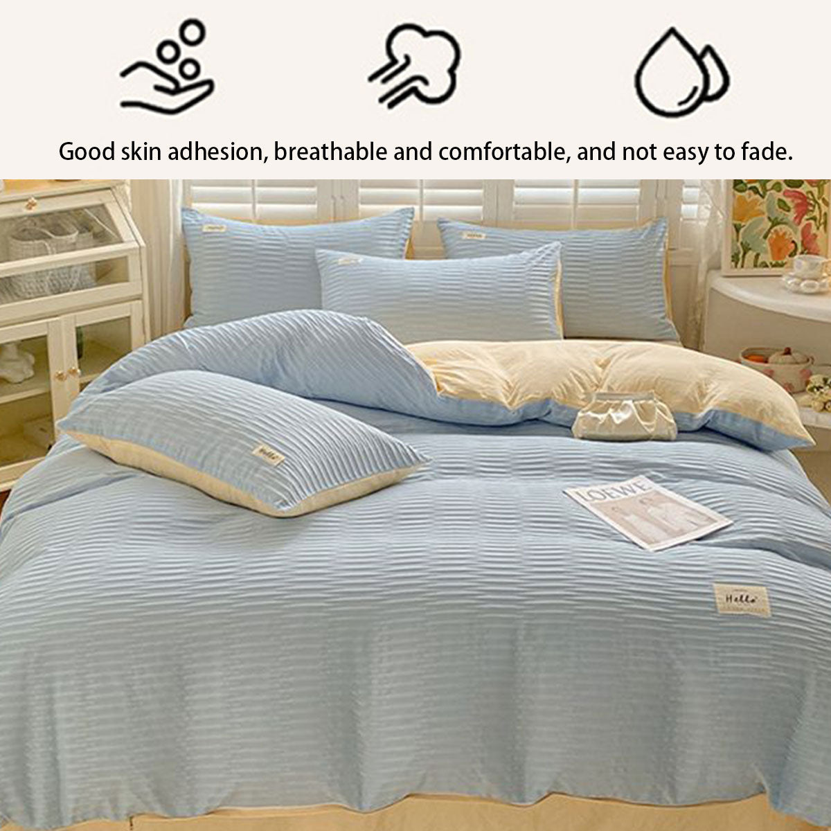 Super Soft Solid Color Duvet Cover with Zipper 180x220 cm