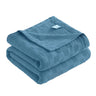 Knitted Throw Blanket with Textured Fabric — Blue / 200 × 230 cm