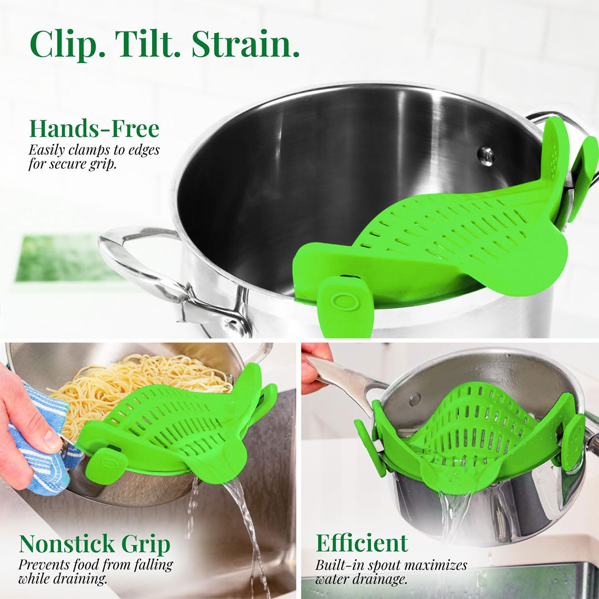 Water Filter Clip 2pcs Wide Mouth Strainer Drain Holder for Pot Vegetable Fruit