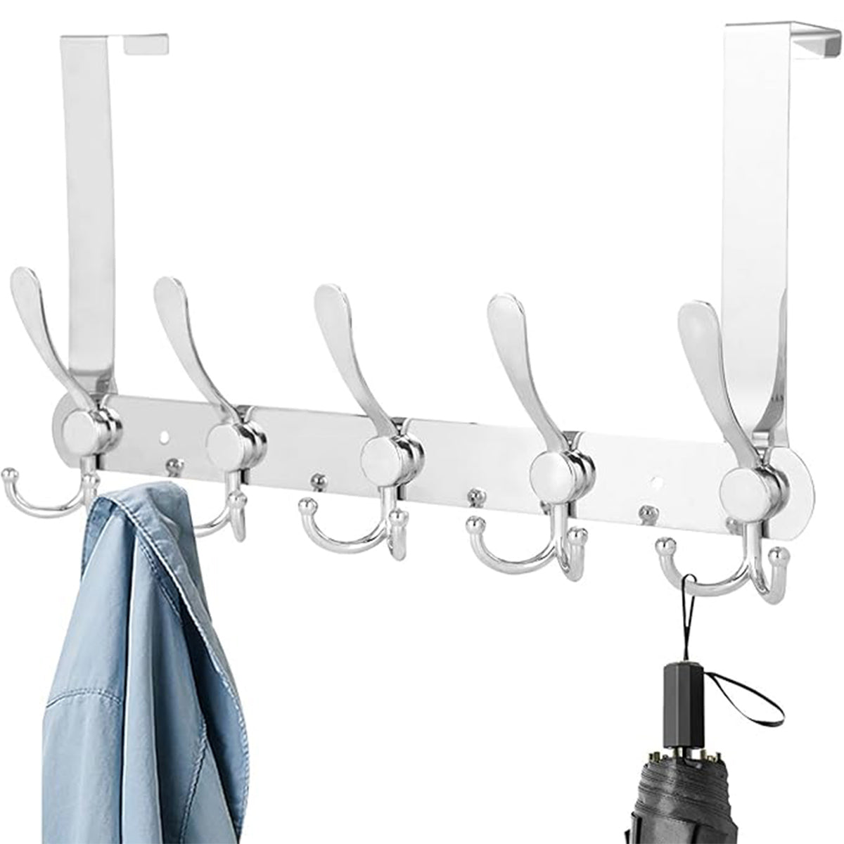 5 Hooks Stainless Steel Door Hook Coat Storage Organizer