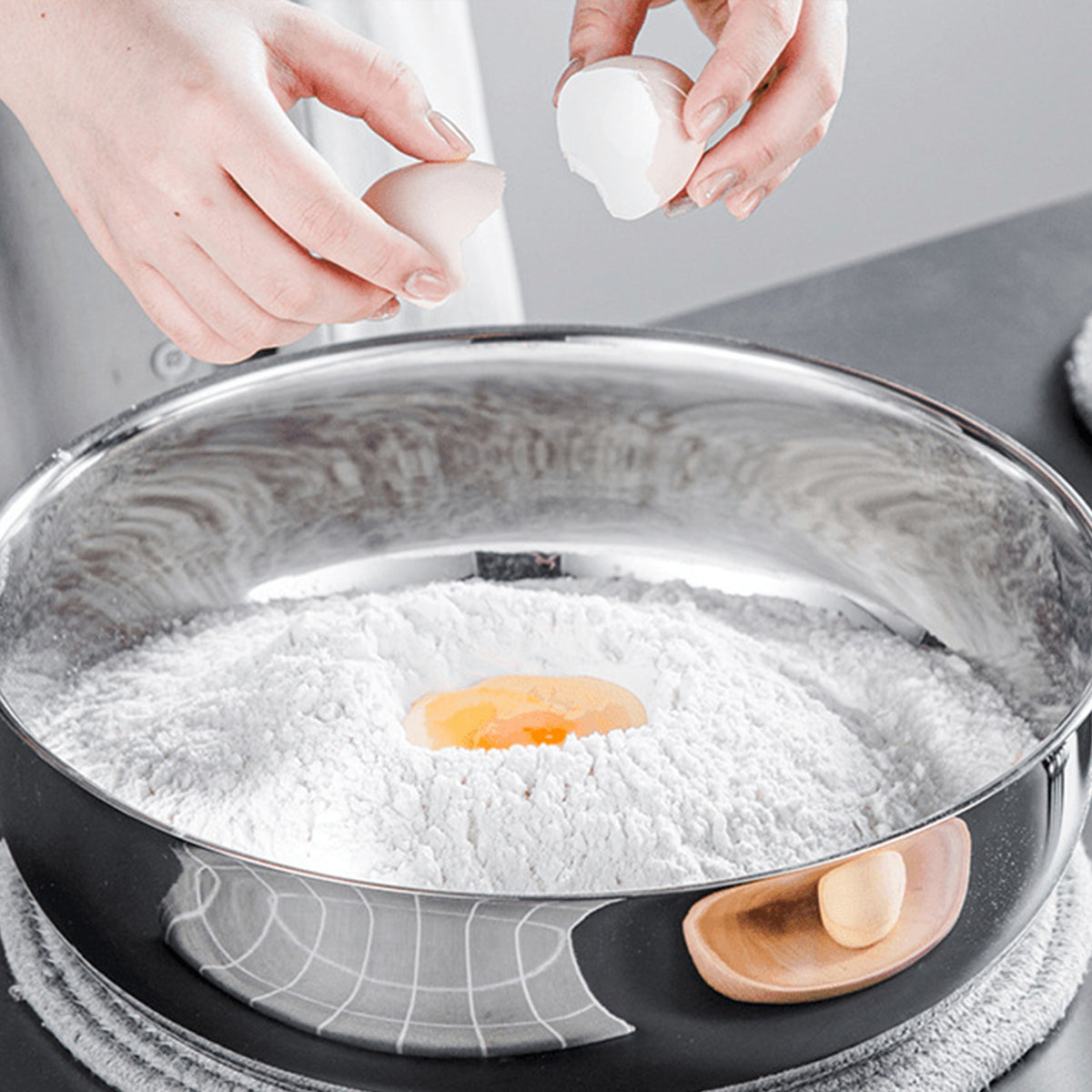 Stainless Steel Kitchen Kneading Bowl Durable Household Baking Cooking Basin