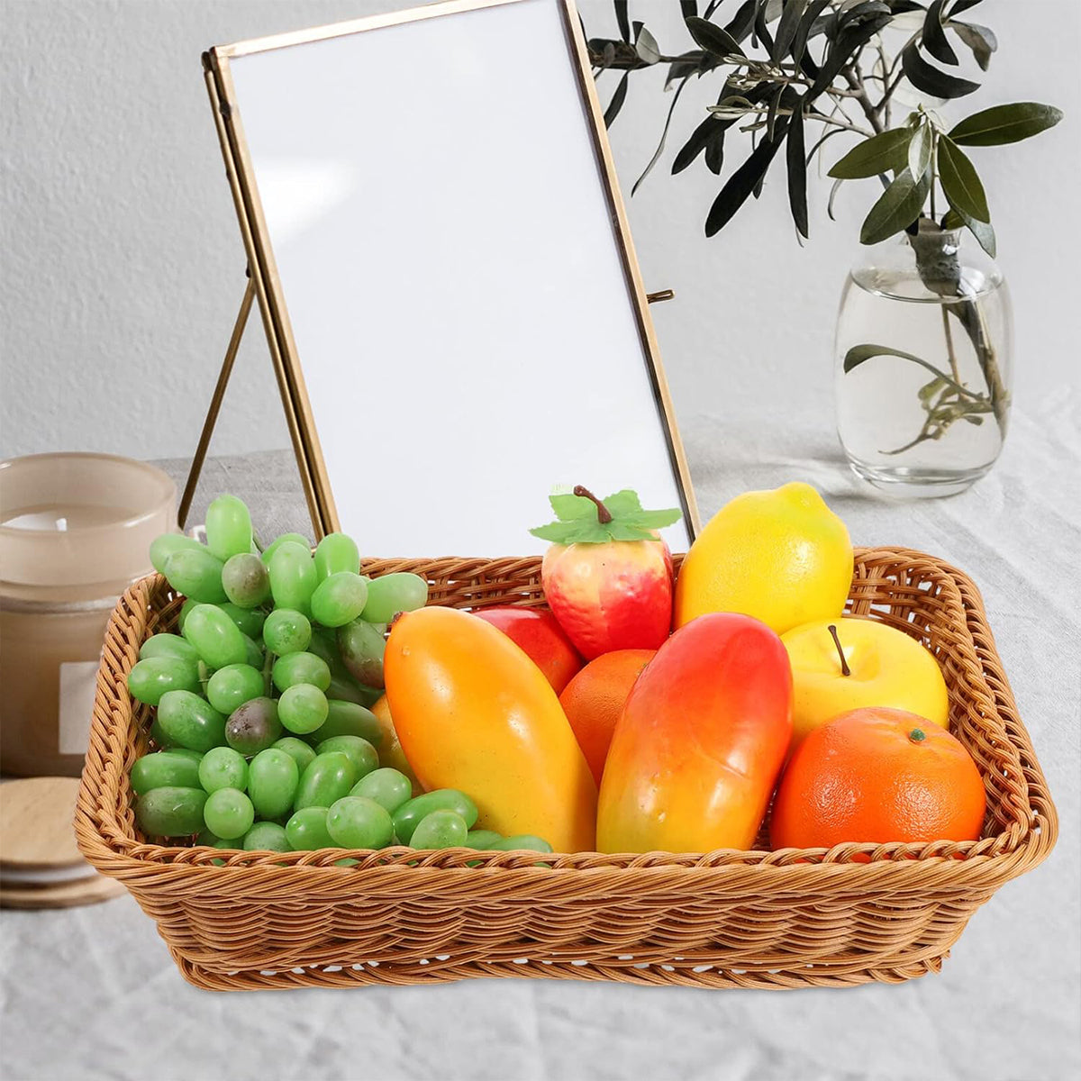 Hand Woven Rattan Tray Snack Serving Dish Hotel Fruits Pastry Plate Basket AU