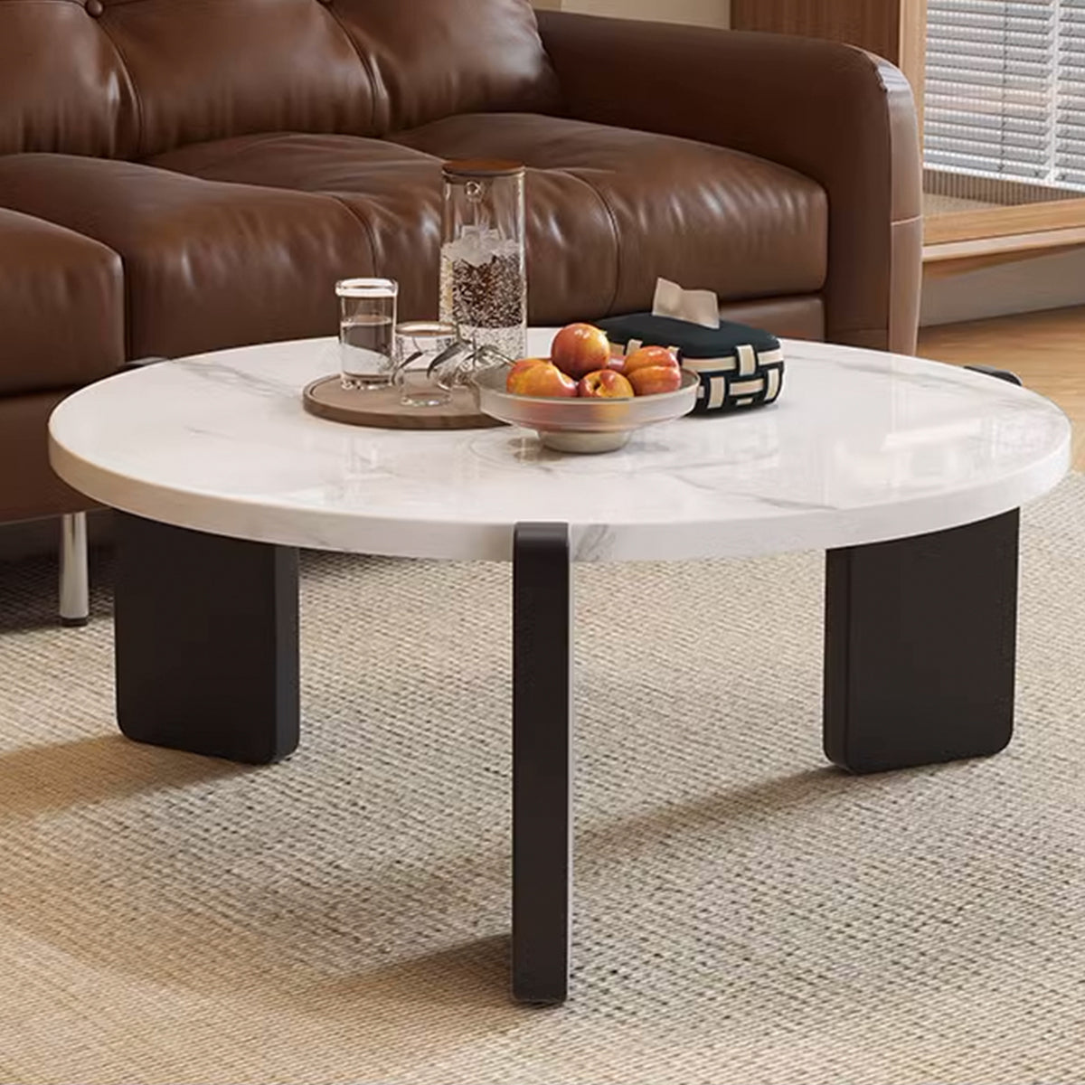 Coffee Table Modern Style 80x31CM Black Small Tea Table for Living Room Bedroom