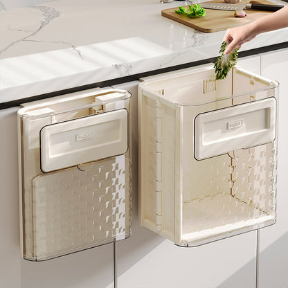 Wall Mounted Folding Wastebasket Space Saving for Kitchen Bathroom Household Use