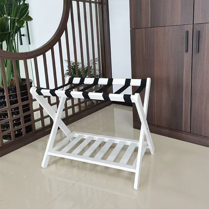 Bamboo Luggage Rack Foldable with Bottom Shelf for Guest Rooms