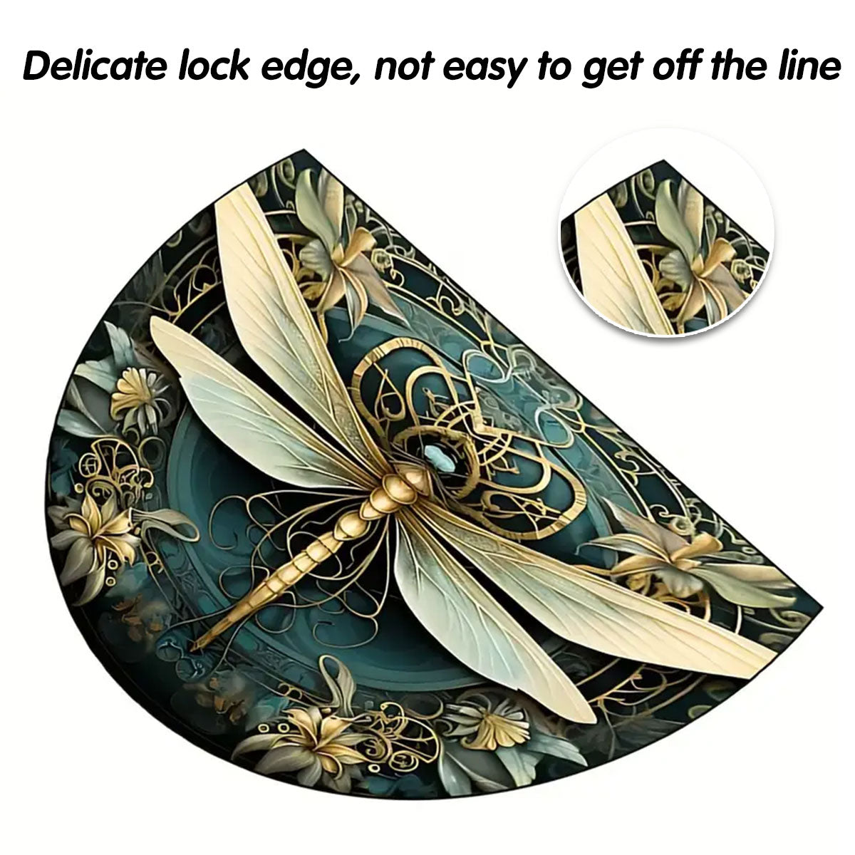 Floral Semicircle Floor Mat Non-Slip Entry Door Rug Home Decor