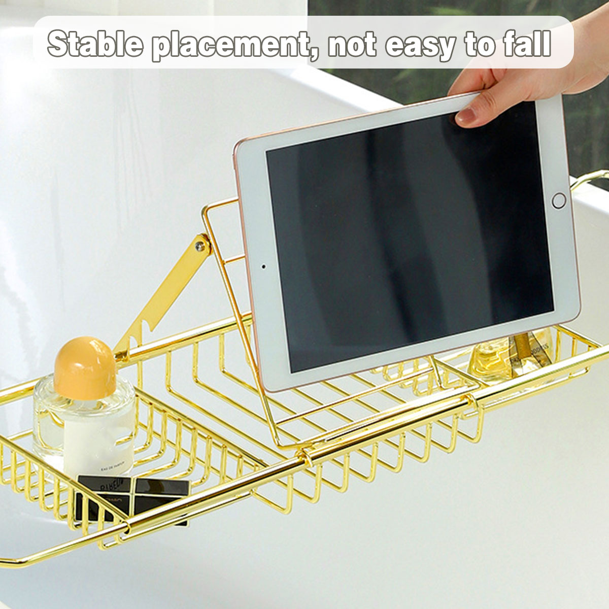 Adjustable Bathtub Tray with Telescopic Storage – Product View 6