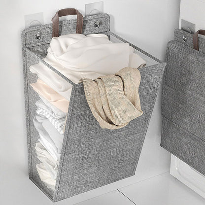 Foldable Wall Mounted Laundry Basket Breathable Mesh