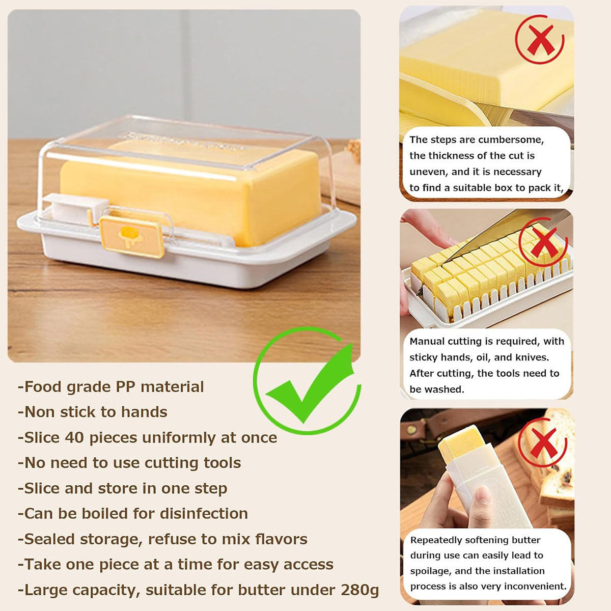 Butter Storage Dish with 10g Grid and Spoon – Product View 5