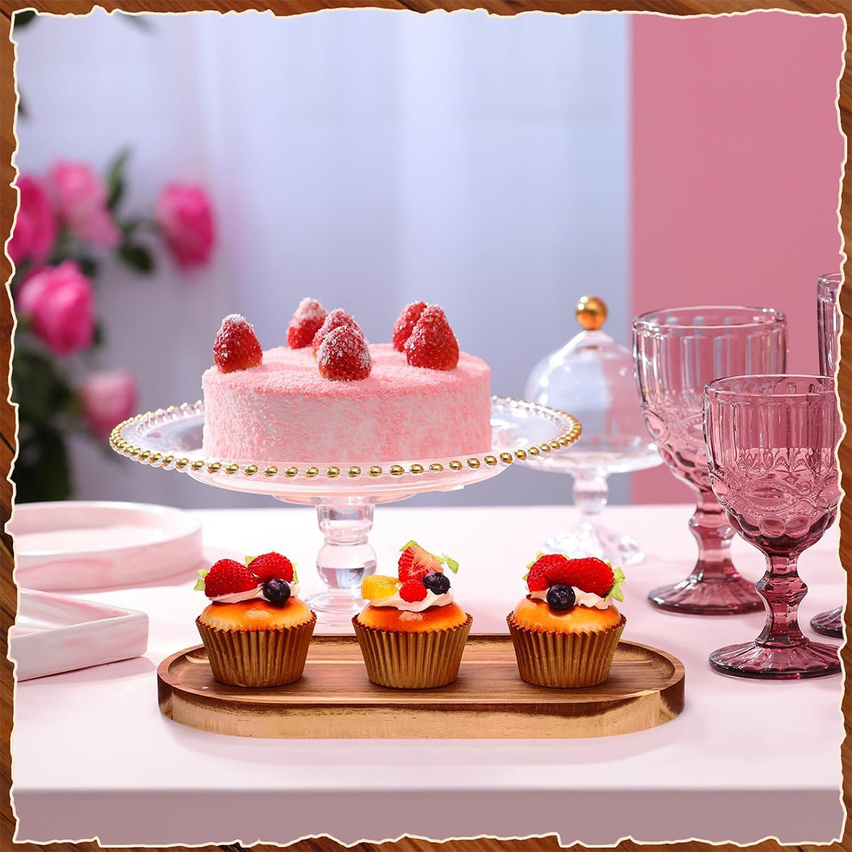 8pcs Wooden Cake Tray Home Serving Tray for Treats Snacks and Desserts Use AU