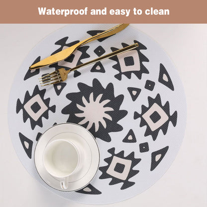 4PCS Bohemian Placemats Round Printed Heat Resistant Easy Clean Dining Mats