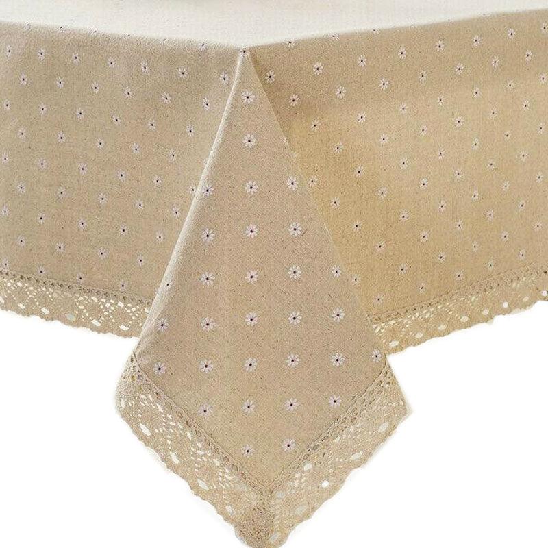 Rectangle Square Tablecloth Table Cover Flower Pattern Dining Table Cloth w/Lace