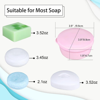 4PCS Round Portable Bathroom Soap Box Lid Travel Soap Holder Draining Soap Dish