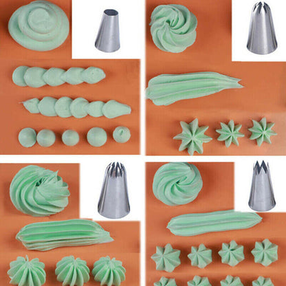 5x Large Cream Icing Piping Nozzles Set Kit Pastry Tips DIY Cake Decorating Tool