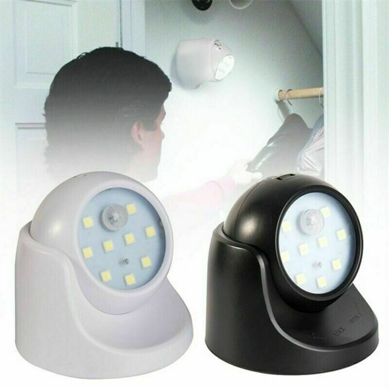 360° Battery Operated Indoor Outdoor Garden Motion Sensor Security LED Light New