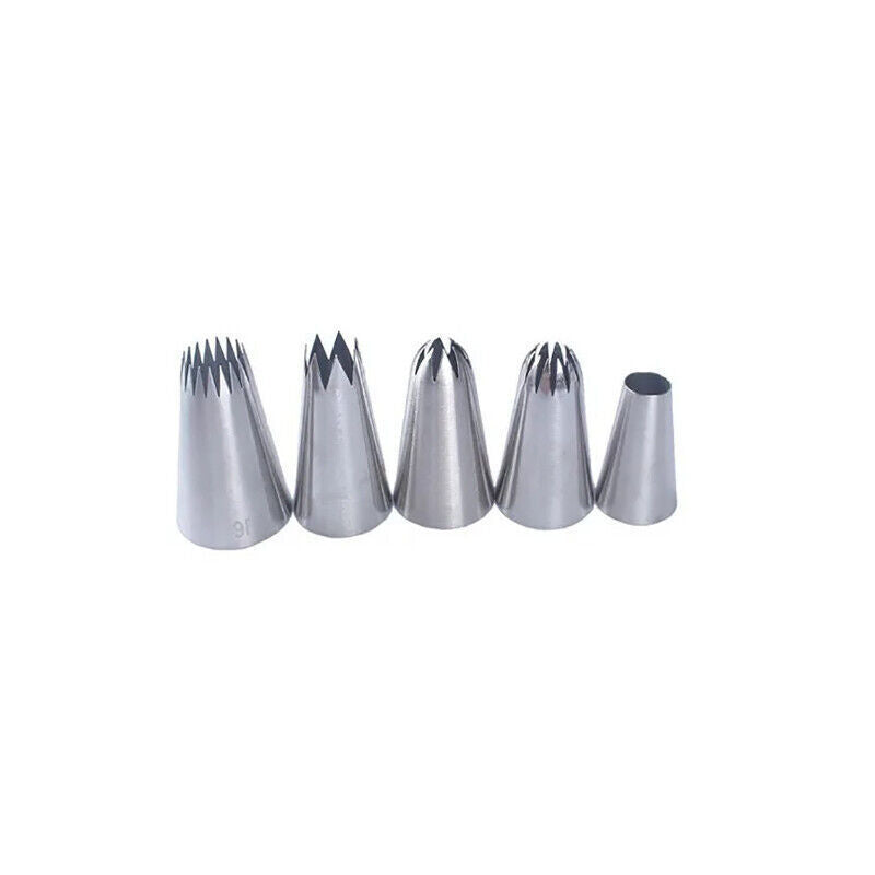 5x Large Cream Icing Piping Nozzles Set Kit Pastry Tips DIY Cake Decorating Tool