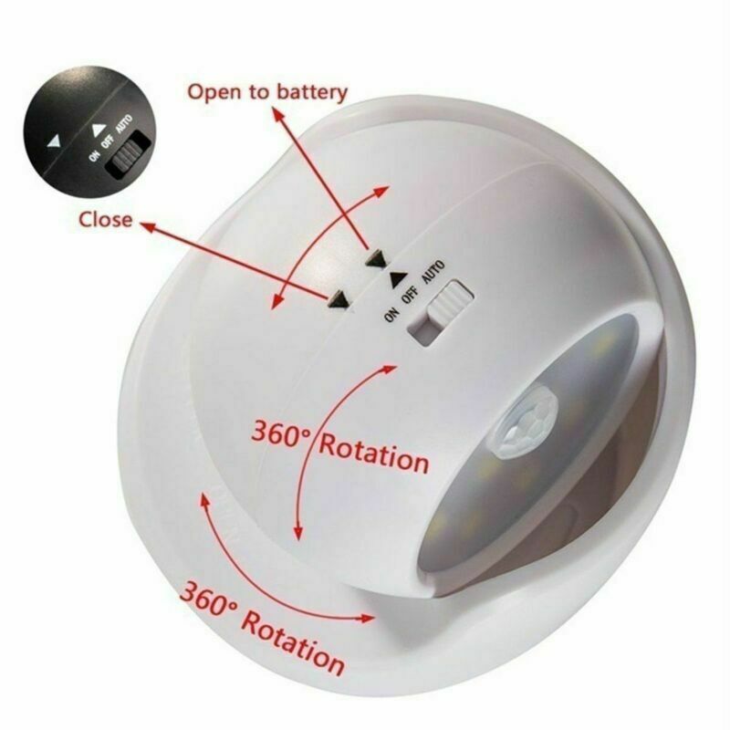 360° Battery Operated Indoor Outdoor Garden Motion Sensor Security LED Light New