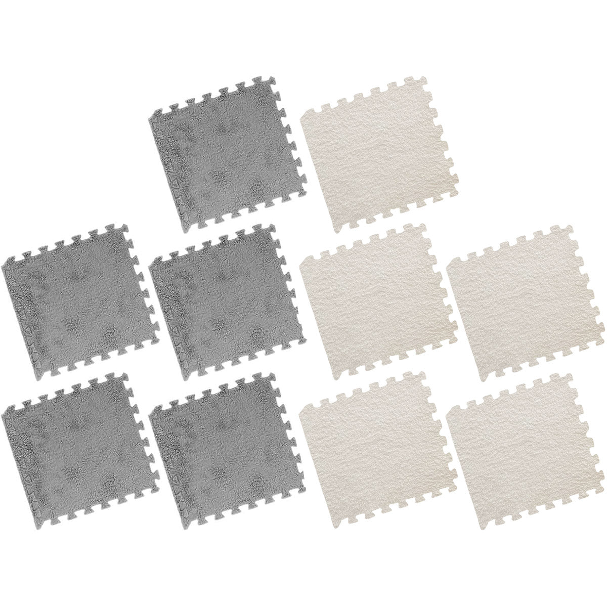 10 Piece Shaggy Interlocking Foam Floor Tiles 30x30cm Soft