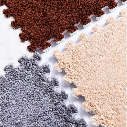 10 Piece Shaggy Interlocking Foam Floor Tiles 30x30cm Soft