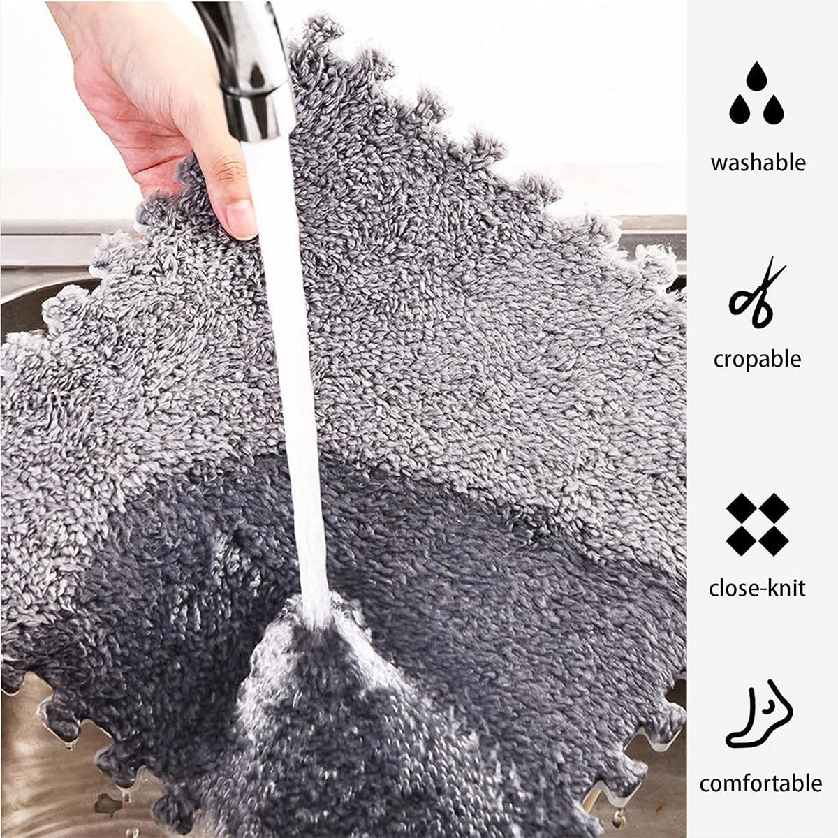 10 Piece Shaggy Interlocking Foam Floor Tiles 30x30cm Soft