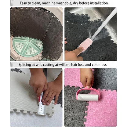 10 Piece Shaggy Interlocking Foam Floor Tiles 30x30cm Soft