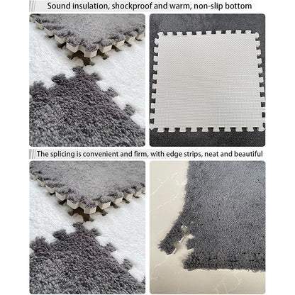 10 Piece Shaggy Interlocking Foam Floor Tiles 30x30cm Soft