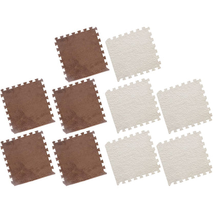 10 Piece Shaggy Interlocking Foam Floor Tiles 30x30cm Soft