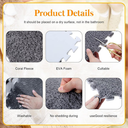 10 Piece Shaggy Interlocking Foam Floor Tiles 30x30cm Soft