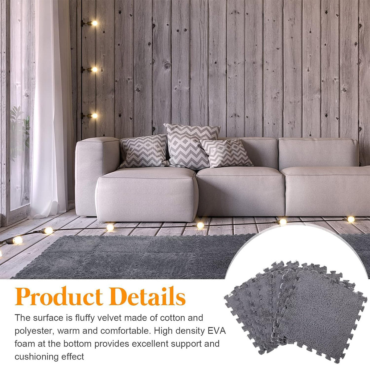 10 Piece Shaggy Interlocking Foam Floor Tiles 30x30cm Soft