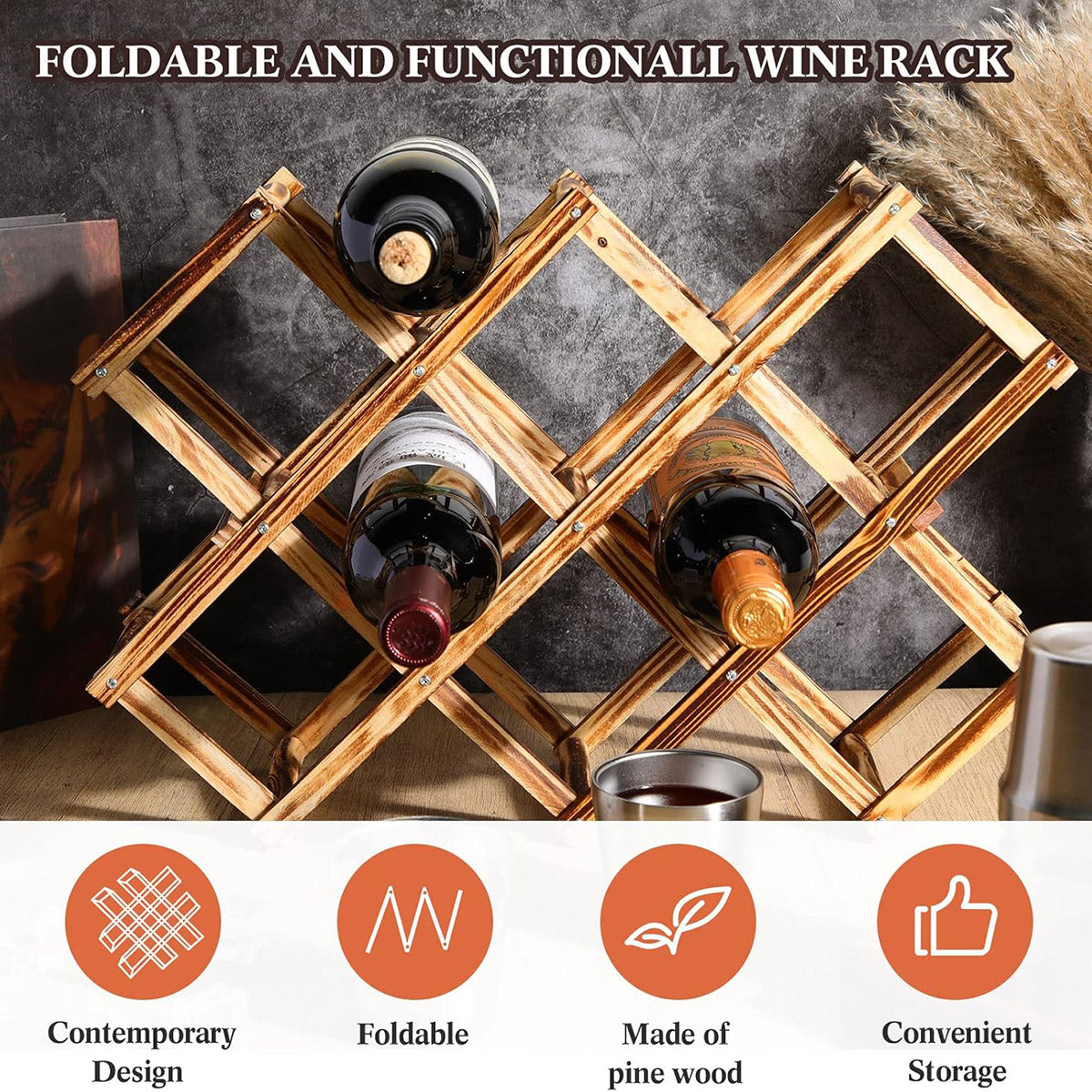 Wooden Wine Rack Display Shelf Stand for Home Bar Storage Wine Bottle Holder