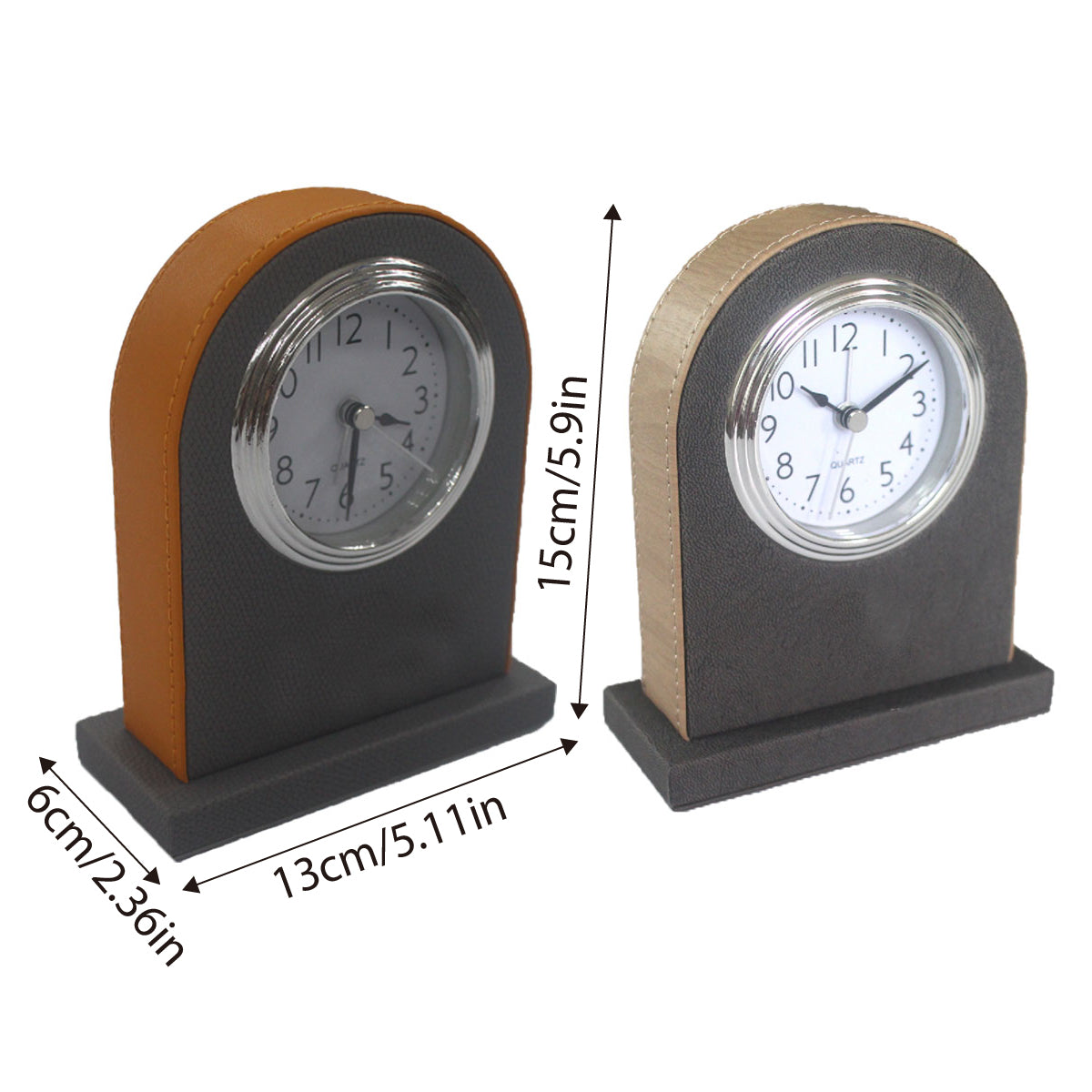 Hotel Alarm Clock Quartz Faux Leather Compact Design
