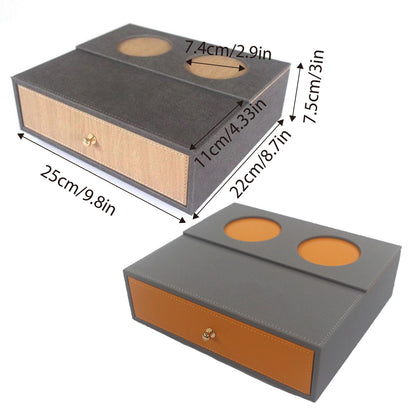 Hotel Toiletries Dispenser Box Leather Wood Storage