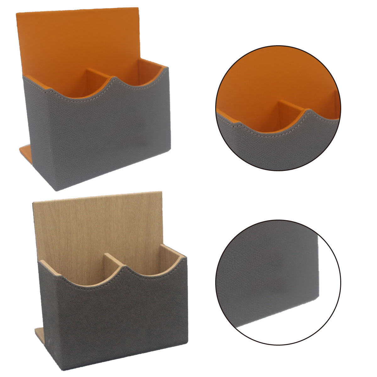 Leather Remote Control Holder Dual Compartment Caddy