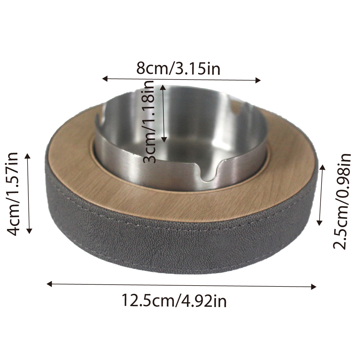 Leather Tissue Box Holder with Stainless Steel Ashtray