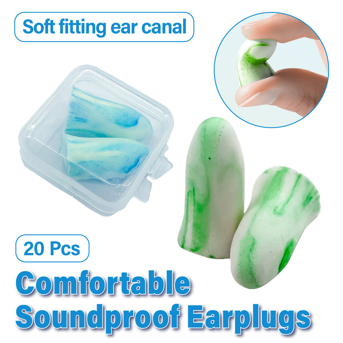 20PCS Noise Reducing Sleep Earplugs for Work and Study Waterproof Comfortable