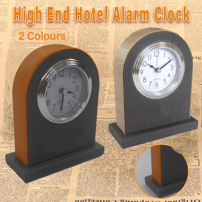 Hotel Alarm Clock Quartz Faux Leather Compact Design