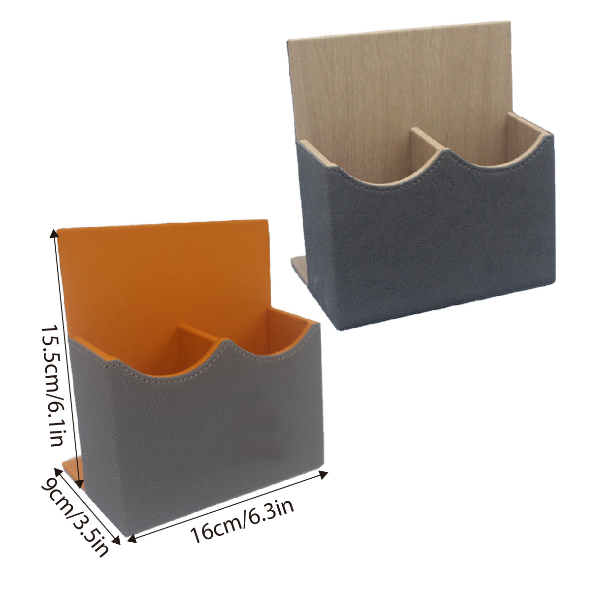 Leather Remote Control Holder Dual Compartment Caddy