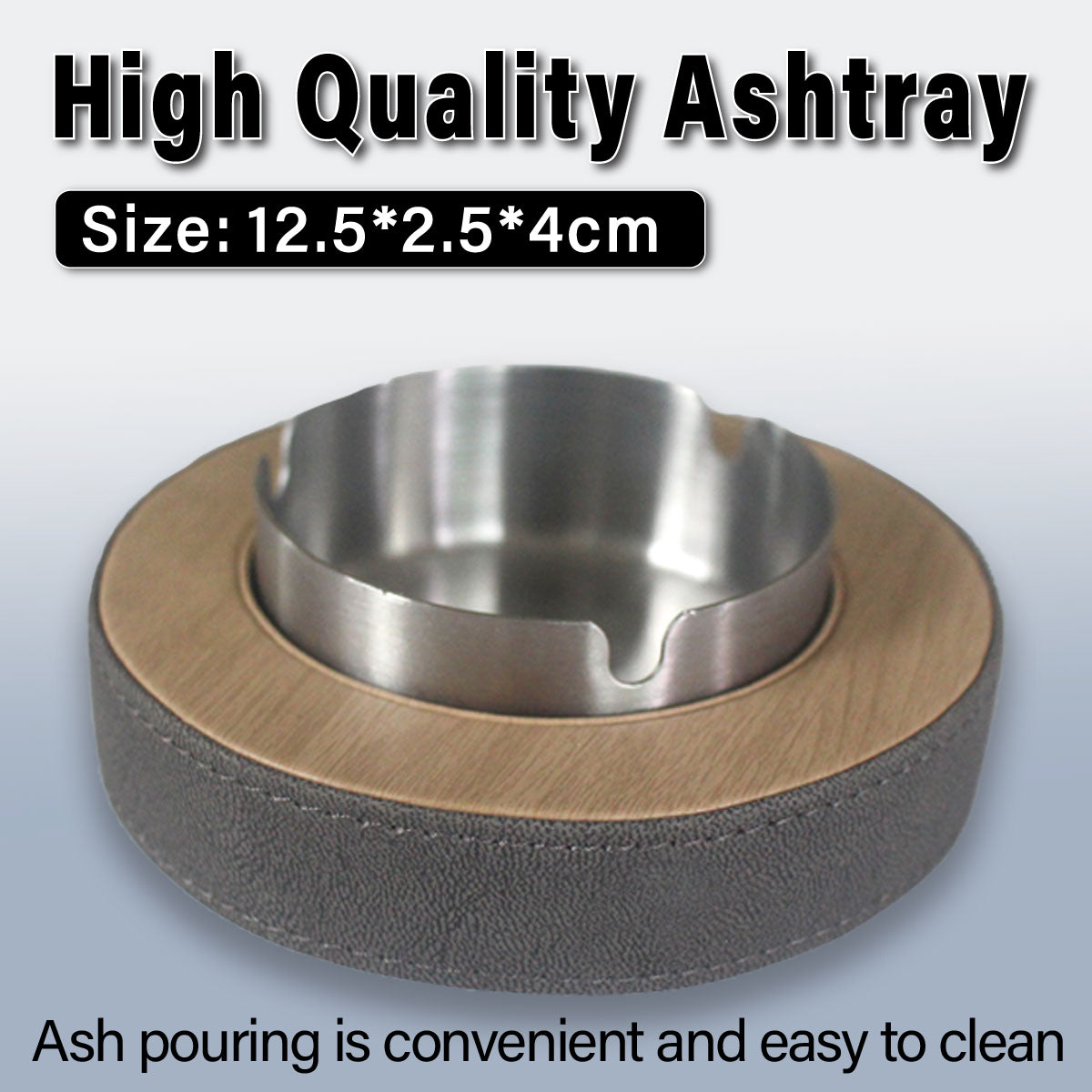 Leather Tissue Box Holder with Stainless Steel Ashtray