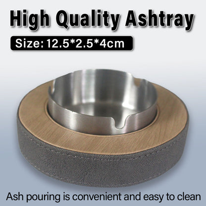 Leather Tissue Box Holder with Stainless Steel Ashtray