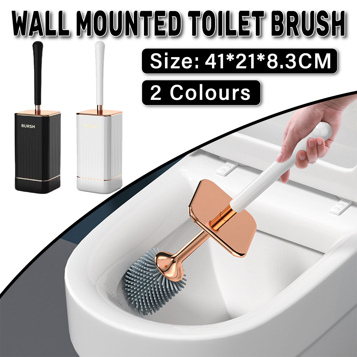 Silicone TPR Toilet Brush Cleaning Bathroom Holder Toilet Cleaner Wall-mounted