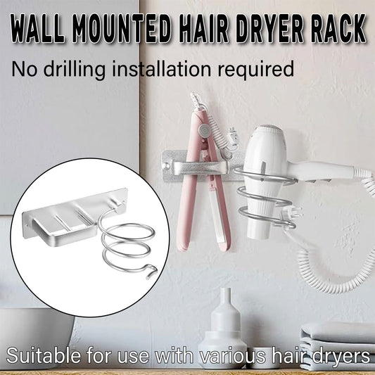 Wall Mounted Hair Dryer Holder Bathroom Storage Rack Curling Iron Organizer AU