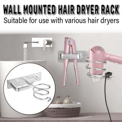 Wall Mounted Hair Dryer Holder Bathroom Storage Rack Curling Iron Organizer AU