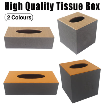 Leather Tissue Box Holder for Hotel Room Home Office