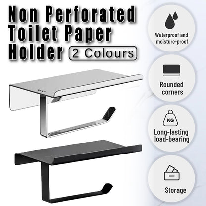 304 Stainless Steel Toilet Paper Holder Non-perforated Roll with Phone Rack AU